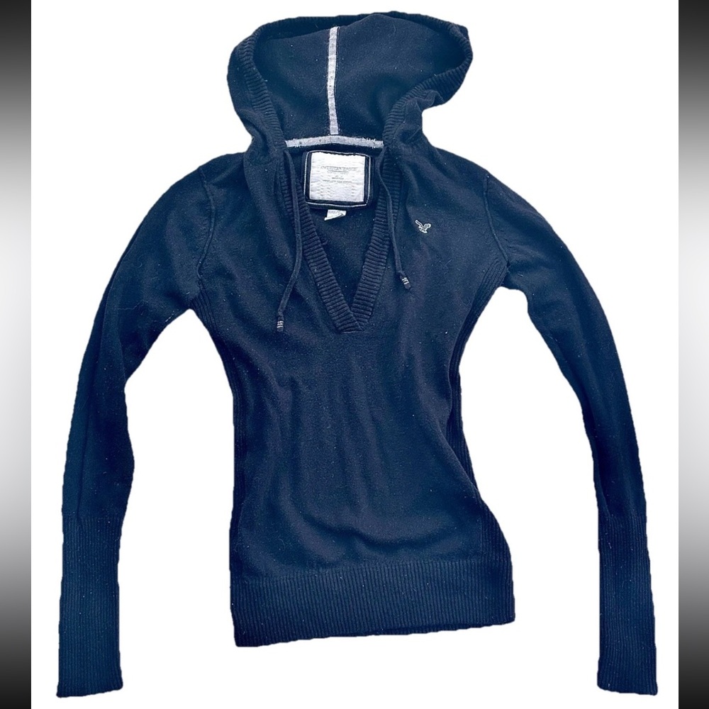 American Eagle VTG Y2K 2009 Bella Mallcore SZ.XS Fitted V Neck Hoodie Sweater